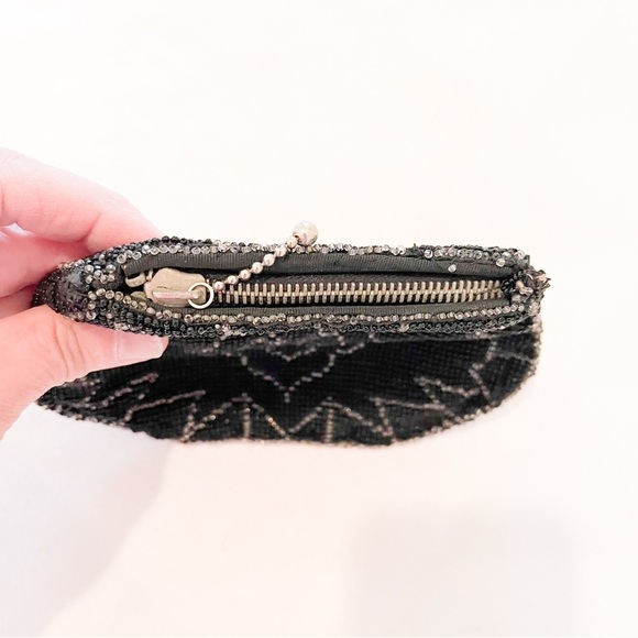 Vintage Black Beaded Small Soft Sided Evening Clutch - Picture 3 of 6